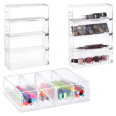 Aufbewahrungsboxen Set 3er-Pack Acryl transparent 6x25x17,5 cm