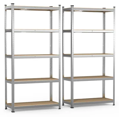 Productafbeelding van VOUNOT® 5-laags zwaar belastbaar rek, set van 2, geschikt voor opslag, kelder, afmetingen 180x90x40 cm