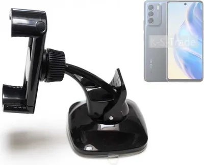 Produktbild von K-S-Trade kompakte Handy-Halterung Windschutzscheibe kompatibel mit Infinix Zero 5G 2023 (X6815C) Armaturenbrett schwarz Autohalterung KFZ Halter