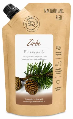 Produktbild von Flüssigseife im Nachfüll-Beutel Duft Zirbe