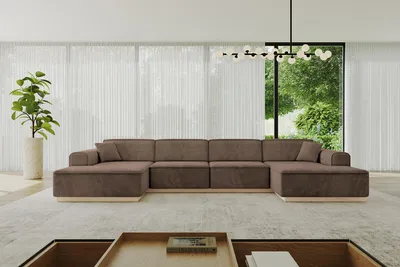 Produktbild von ALTDECOR Ecksofa in U-Form IREA-U2 386x165x80 cm Braun Corner Sofa Bett Eckcouch Couch L-Form Wohnlandschaft Cauchsofa