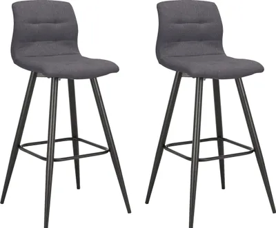 Produktbild von byLIVING Barhocker Simone 2er-Set, Metall schwarz, Stoff anthrazit