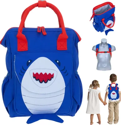 Produktbild von Rucksack für Kinder Jungen Mädchen Elephant Kids Kindergartenrucksack Kindi Vorschule klein backpack Kinderrucksack mit Klappöffnung 361 Hai Fisch Blau