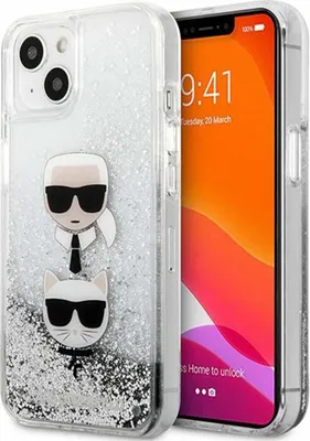 Produktbild von Karl Lagerfeld KLHCP13SKICGLS iPhone 13 mini 5.4" srebrny/silver hardcase Liquid Glitter Karl&Choupette Head