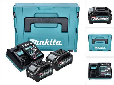 Image de Makita Power Source Kit ( 191J97-1 ) 2x BL 4040 batterie rechargeable 40 V max. 4,0 Ah XGT+ DC 40 RA Chargeur + Makpac