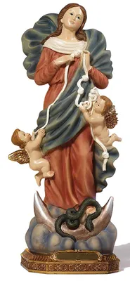 Madonna-Statue Knotenlöserin, Kunstharz, 14,5 cm, weiß