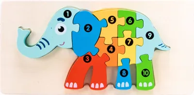 Produktbild von Holzpuzzle Elefant mit Zahlen von 1 bis 10- 3910