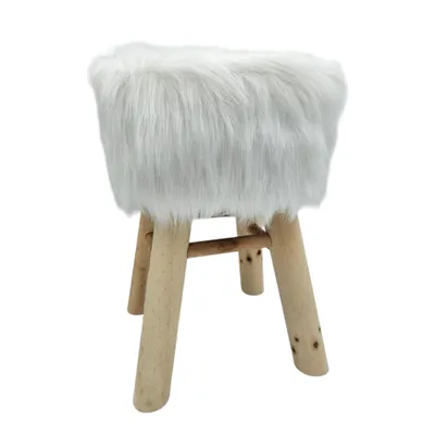 Produktbild von Hocker Fellhocker 40x29 weiß Natur Landhaus Beistelltisch Kinderhocker 120 kg