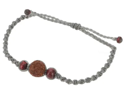 Produktbild von Ethno Perlenarmband, Fußband, Fußkette, Makramee Armband - Grau, Glasperlen,Baumwollfäden, Armreifen & Armbänder Modeschmuck