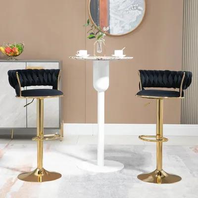 Immagine prodotto di Sgabello da bar - Sgabello da cucina - Sedia da pranzo - Set di sgabelli da bar - Nero - Rotazione a 360°
