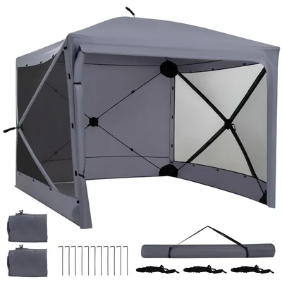 Produktbild von COSTWAY Pop Up Faltpavillon Sonnenschutz, Pavillon mit abnehmbaren Seitenwänden, Erdspieße & Windseile, Partyzelt Gartenpavillon tragbar 240x240x220cm