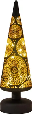 Productafbeelding van Kerstboompje glas marrakech 10led warm wit 30x9 cm zwart/goud Anna's Collection