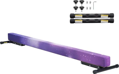 Zdjęcie produktu dla SucceBuy równoważnia gimnastyczna dla dzieci 241 cm, regulacja wysokości w 5 poziomach, nośność do 158,7 kg. Równoważnia do ćwiczeń równowagi i studia fitness, Galaxy