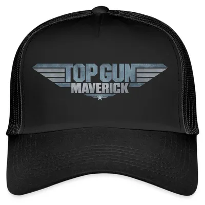 Produktbild von Spreadshirt Top Gun Maverick Logo Trucker Cap, One size, Schwarz/Schwarz