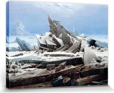 Produktbild von Caspar David Friedrich Obrázky Plátno Roztažené plátno | XXL-Wall Picture Poster Art Print As Canvas Picture - Severní ledový oceán, 1823 (60 x 80 cm)