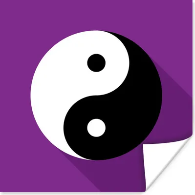 Produktbild von MuchoWow® Poster Eine Illustration des Yin- und Yang-Logos mit einem lila Hintergrund 50x50 cm - Wohnzimmerdekoration