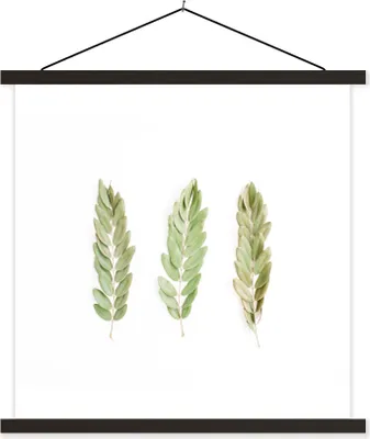 Produktbild von MuchoWow® Textilposter Tropisch - Blätter - Weiß 90x90 cm mit schwarzem Rahmen - Magnetisches