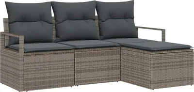 Image de Ensemble de Canapés 4 pcs Gris polyrotin