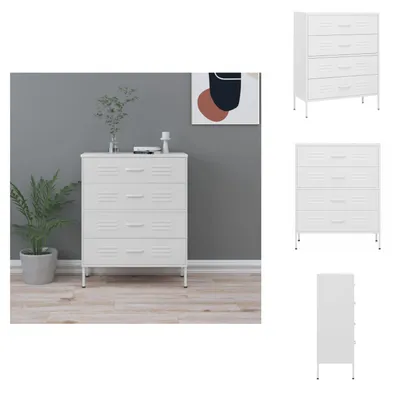 Imagen del producto de vidaXL Cómoda blanca de 80x35x101,5 cm, acero - Cómodas