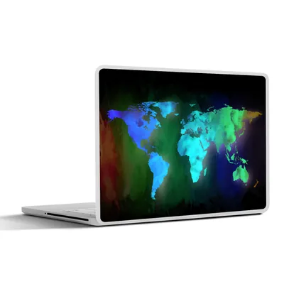Produktbild von MuchoWow® Laptop Aufkleber Sticker Cover Weltkarte - Aquarell - Regenbogen 31x22.5 cm - Laptop-Deko