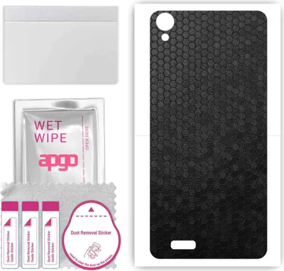 Produktbild von apgo Rückseite Schutzfolie, Skin, kompatibel mit Doogee X100, Hinten Displayschutzfolie aus Vinylfolie, kratzfest, einfache Montage - Schwarze Honigwabe