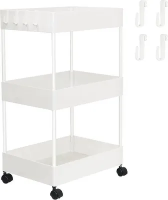 Image de Chariot de cuisine en plastique à 3 étages avec roulettes