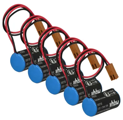 Produktbild von vhbw 5x Batterie Ersatz für 44A724534-001, A06B-0168-D111, A06B0168D111, A98L-0031-0006, A98L00310006 für Industrieroboter (1200 mAh, 3 V, Li-MnO2)
