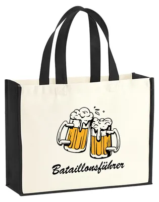 Produktbild von Huuraa Jutetasche Bataillonsführer Schützenfest 21 Liter Black Jute und Baumwolle Einkaufstasche Geschenkidee