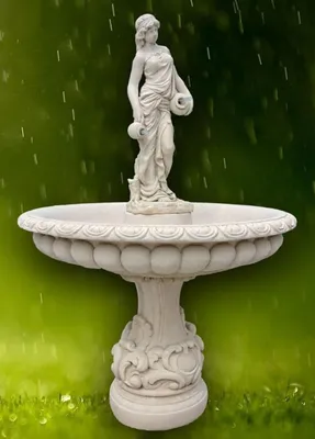 Produktbild von Casa Padrino Jugendstil Springbrunnen Grau / Weiß Ø 114 x H. 171 cm - Prunkvoller Gartenbrunnen - Gartendeko Brunnen - Barock & Jugendstil Garten Deko Accessoires