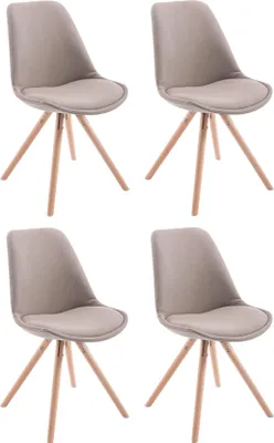 Produktbild von 4er Set Stühle HLO-CP82 Stoff Natura Rund  taupe