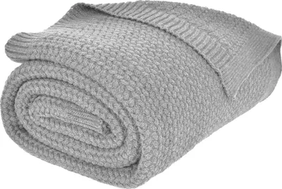Produktbild von nielsen HOME Wohndecke Jaron fein gestrickt, 150x200 cm, Hellgrau, 100% Baumwolle, Fischgrat-Optik