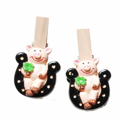 Produktbild von 8er SET Glücks - Schwein mit Klammer, 8-tlg. SILVESTER TISCHDEKO GLÜCKSBRINGER