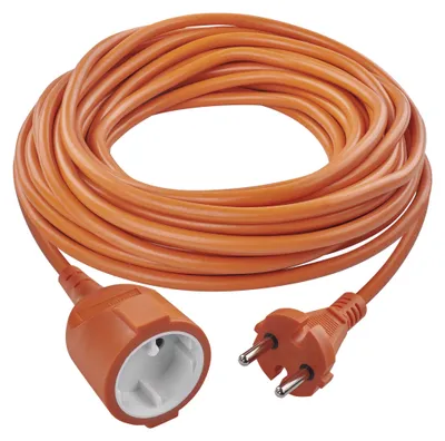 Dvoužilový pohyblivý přívod 20 m / 1 zásuvka / oranžový / PVC / 230 V / 1,5 mm2