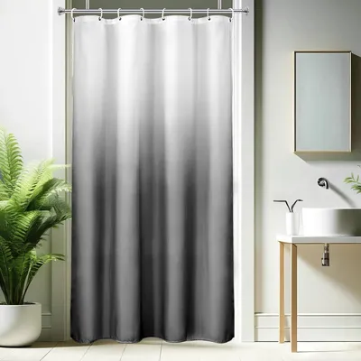 Produktbild von Duschvorhang Textil Grau 120x200cm Wasserdicht Waschbar Antischimmel 8 Ringe