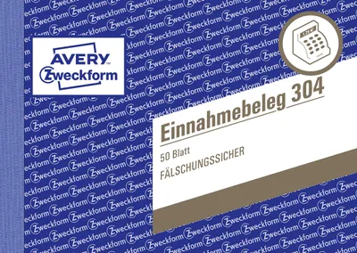 Immagine prodotto di Avery Zweckform® 304 304 Ricevuta, DIN A6 orizzontale, a prova di falsificazione, 50 fogli, verde