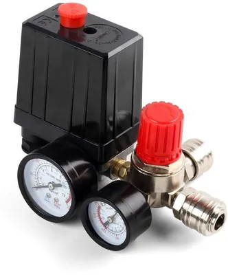 Productafbeelding van Drukregelaar 220V - Compressor met 2 drukmeters - Veiligheidsventiel - Nauwkeurige drukregeling - 120 psi