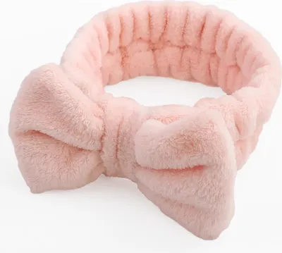 Produktbild von Flauschiges Spa-Haarband aus Polarfleece uni in Pfirsichrosa