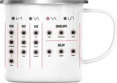Produktbild von Trendation - Synthesizer DJ Geschenk Emaille Tasse Musik Techno Nerd Analog Musiker Modular Geschenkidee (Silber)