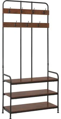 Image de Porte-manteaux sur pied - Porte-manteaux - Portemanteau - Meuble de rangement - Portemanteau - Porte-manteaux - Noir/Marron
