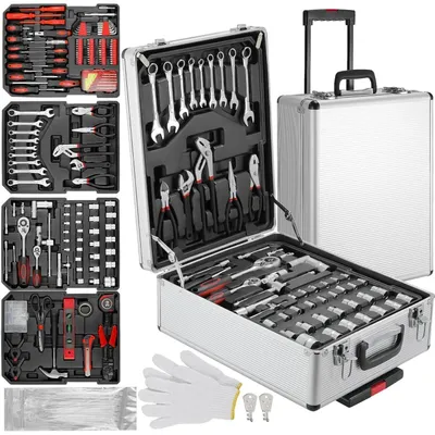 Produktbild von Werkzeugkoffer 799-teilig mit Aluminium-Trolley-Koffer für Haushalt, Auto, Garage