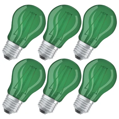 Image de 6 ampoules LED à filament Osram, forme goutte, multicolores, 1,6 W = 15 W, E27, vert