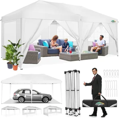 Produktbild von COBIZI Faltpavillon 3x6 Wasserdicht Winterfest Pop Up Zelt 6 Seitenwände UV-Schutz Partyzelt