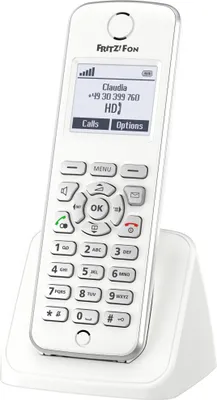 Produktbild von AVM Fritz!fon M2 20002586 Strahlungsarmes Mobilteil, Rufnummernanzeige, 15h Sprechzeit, 10 Tage Standby, Freisprechfunktion, Babyfon-Funktion, DECT