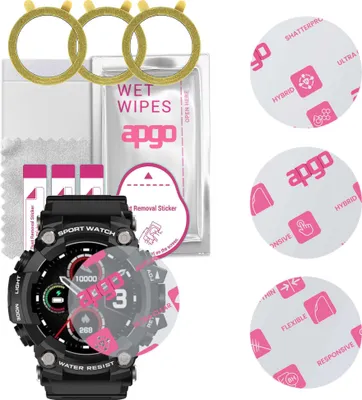 Produktbild von apgo 3 Stück Schutzglas, klar, kompatibel mit Manta SWT03BP Smartwatch, Hybrid 8H, Ersatz für Hartglas, Displayschutzglas, Bildschirmschutz, Displayschutz, kratzfest