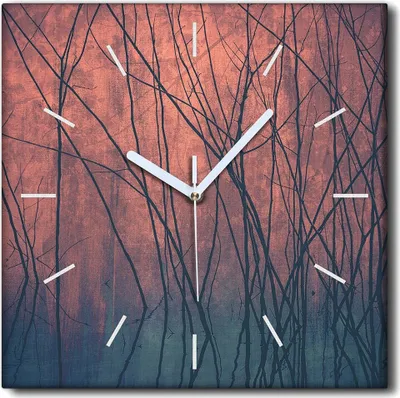 Produktbild von Coloray Uhr auf Leinwand 30x30 cm Wand Uhr Dekoration Wohnzimmer Segeltuch weiße Zeiger -Kunstkunst von Bäumen