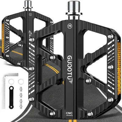 Immagine prodotto di Pedali per bicicletta in alluminio CNC, modello MTB, leggeri, con 3 cuscinetti sigillati e superficie antiscivolo, colore nero