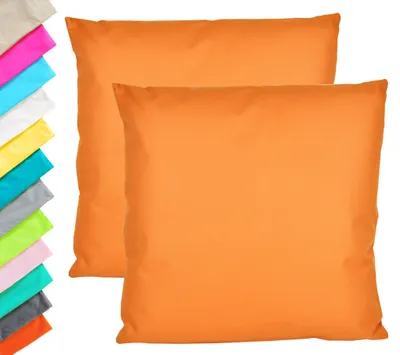 Produktbild von JACK 2er Set Outdoor Kissenhülle Kissenbezug 45x45cm Wasserfest Sitzkissen Lounge Kissen Garten Stuhl Lotus Effekt, Farbe:Orange