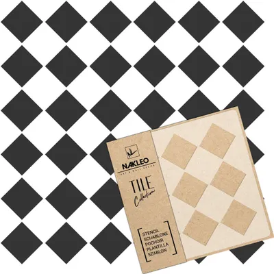 Produktbild von Tile Fliesen Schablone zum Malen 10x10 cm, Carreau Geometrisches Quadrat-Schachbrett, Kunststoff Wiederverwendbare Bodenschablone DIY