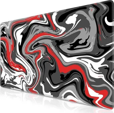 Produktbild von Grosses Gaming-Tisch-Unterteil - 900 x 400 mm - schwarz weiß rot - wasserdicht antislip - genähte Kanten - langlebig - groß