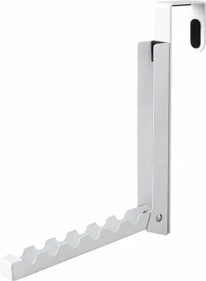 Zdjęcie produktu dla Unyqoos® Składany wieszak montowany nad drzwiami – oszczędny system suszenia i przechowywania z 6 przegródkami na ubrania i ręczniki, biały, zestaw 1 sztuka (głębokość 2 cm, maksymalne obciążenie do 10 kg)